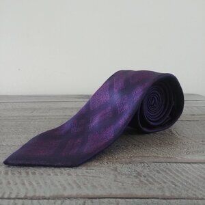 Montebello Italia 100% silk hand made dark purple plaid tie